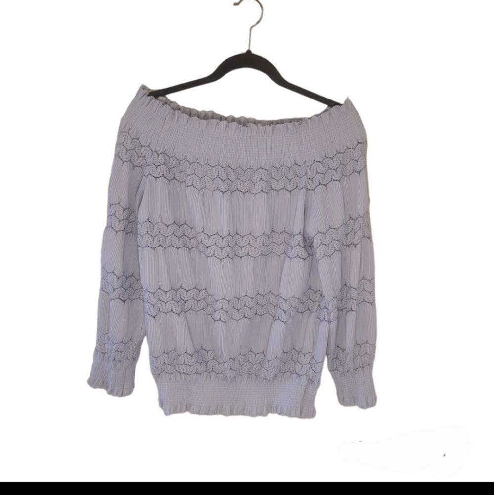 Gray off the shoulder blouse. Size large.